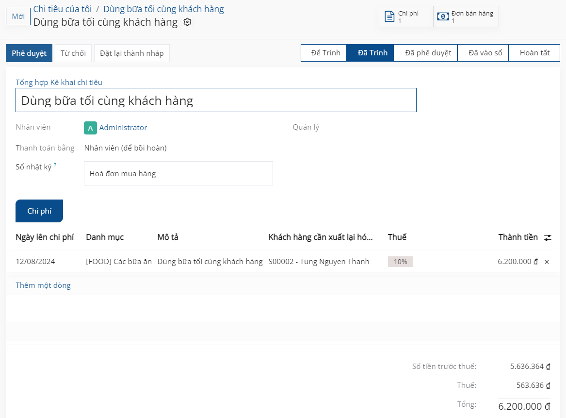 Một biểu mẫu chi phí trống trong ứng dụng Chi phí SoOn.