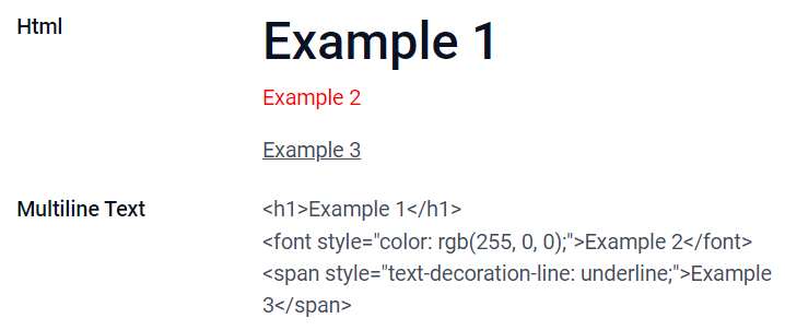 Ví dụ về các trường Html với các tiện ích khác nhau