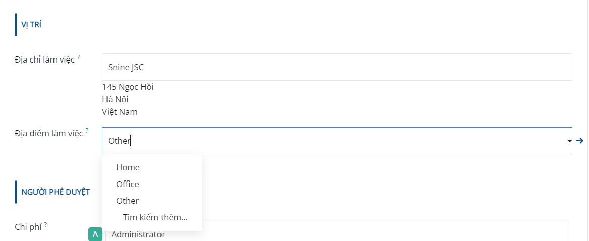 A new work location form with all fields filled out.