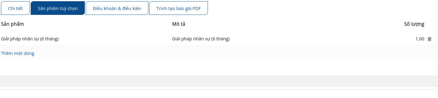 Các sản phẩm tùy chọn xuất hiện trên đơn đặt hàng thông thường với SoOn Bán hàng.